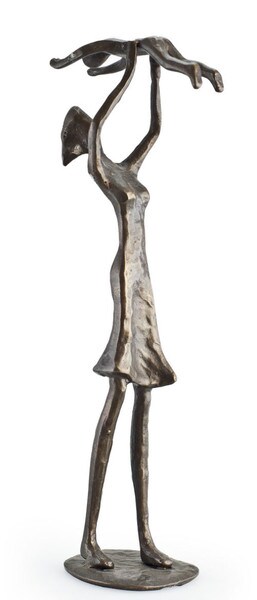 Mother Holding Child Bronze Sculpture Hold Baby in Air Artwork
